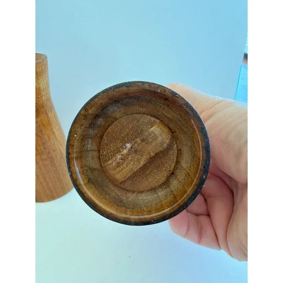 Vintage Tre Spade Mid-Century Italian Wood Salt Shaker and Pepper Mill Grinder S - Picture 3 of 8